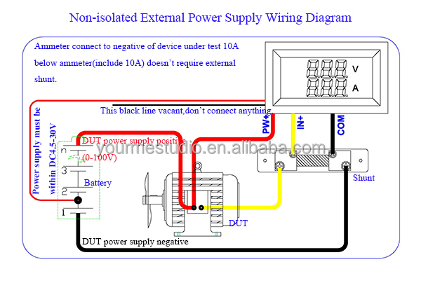 Rode Led 0-100v 10a Dual Display Digitale Voltmeter ... dc ammeter shunt wiring diagram 
