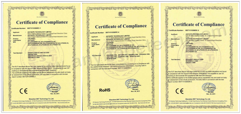 Certificate - LED Panel Light - - Logo - 0820
