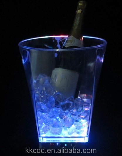 Champagne LED illuminated plastic ice bucket with stand