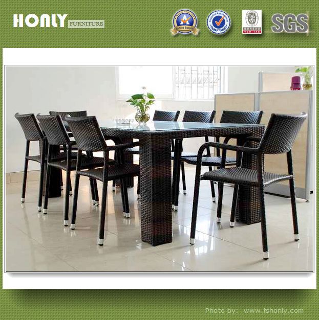 Rectangle wicker dinning table with chair set