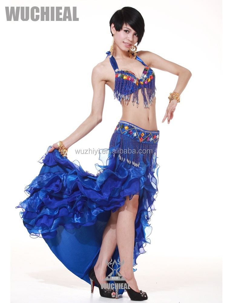 ベリーダンスの衣類2014年熱い販売のフリル付きのスカート女性のためのダンスパフォーマンス( qc1088)問屋・仕入れ・卸・卸売り
