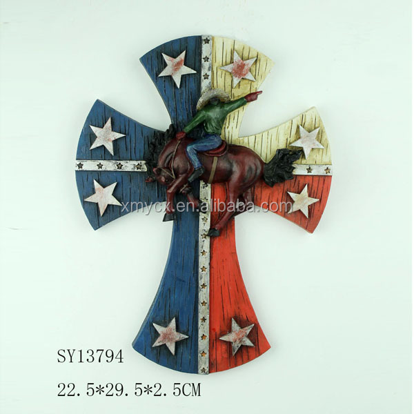 polyresinのカウボーイの装飾多色装飾的な壁の十字架仕入れ・メーカー・工場