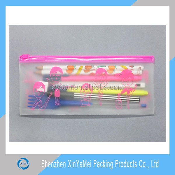 PVC transparent colour bag with zipper for pencil/stationary/cosmetics