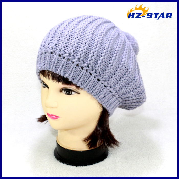 ファッションスタイルhzm-14098003ニット冬用帽子カスタム2015女の子ニットベレー帽を作る方法仕入れ・メーカー・工場