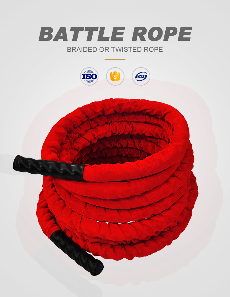 Cheap Red 1.5"/ 2" Width Poly Dacron 30/40/50ft Length Battle Ropes For