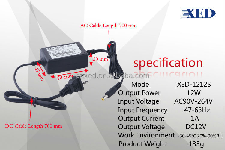 12v1aulfcc、 cerohs指令led用電源アダプタ12w12vcctvカメラ電源アダプタ仕入れ・メーカー・工場