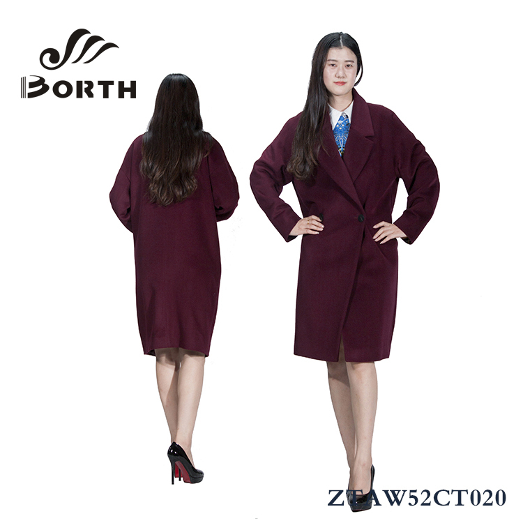 Borthの( r) 暗赤色ウールカシミヤファッション女性のための冬のオーバーコート仕入れ・メーカー・工場