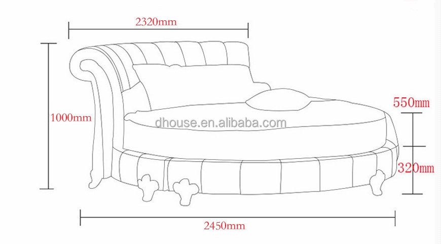 ホテルの寝室の家具生地ラウンドベッドglod葉クラシック木製脚DHR01仕入れ・メーカー・工場