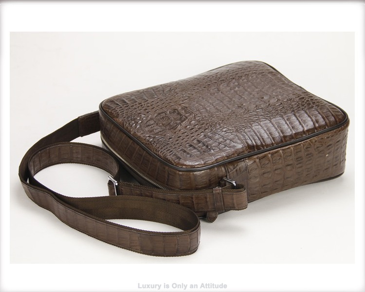 CrocLuxe Exotic Leather Travel Messenger Bag