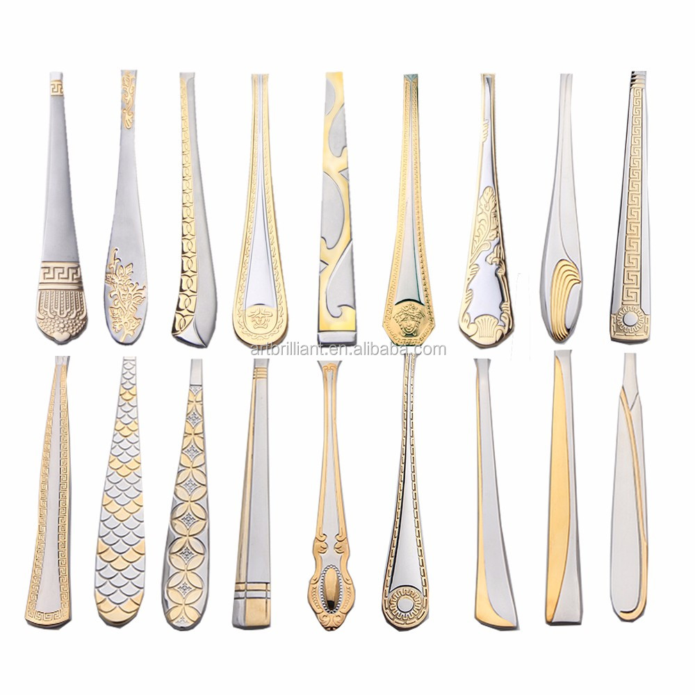 Stainless Steel Cutlery With Gold Greek Design With Various Styles