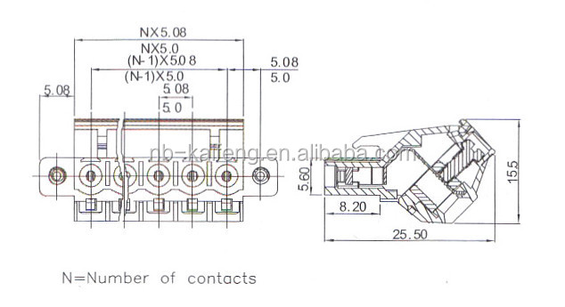 のためのコネクタ端子kf2eklm5.00/5.08mmピッチでプラグイン可能なターミナルブロック仕入れ・メーカー・工場