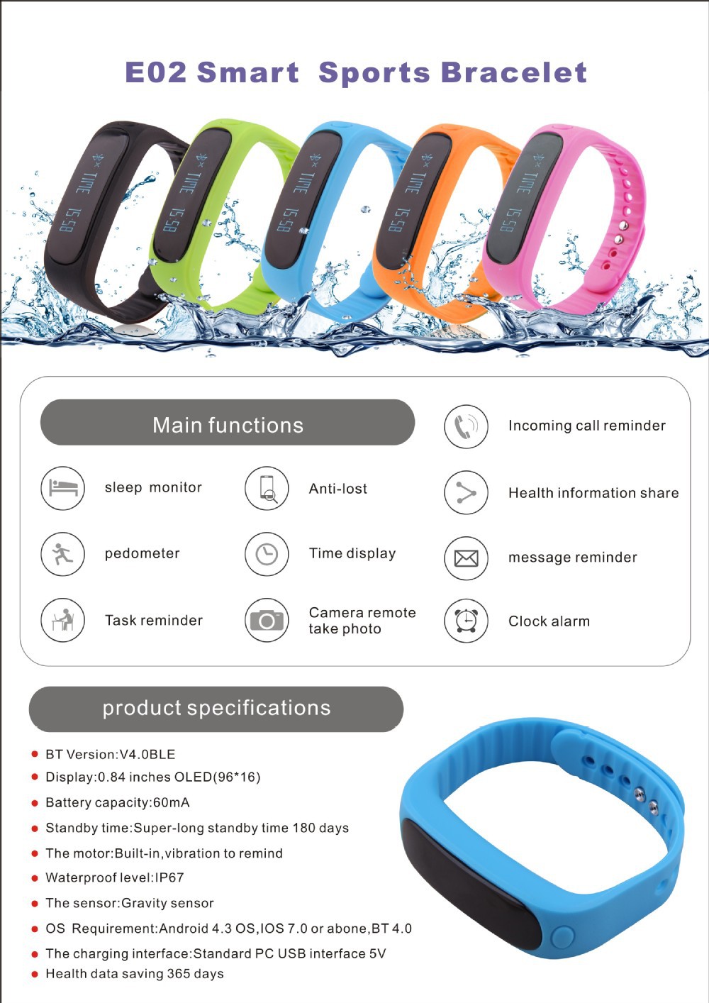 smart wristband e02