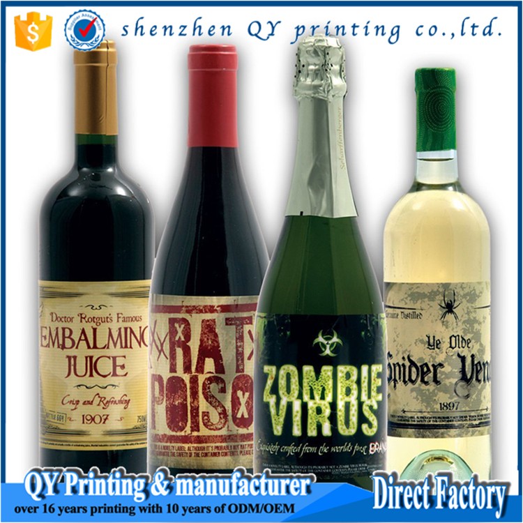 2016 Wholesale Custom Printed Glass Bottle Jar Labels,Labels For