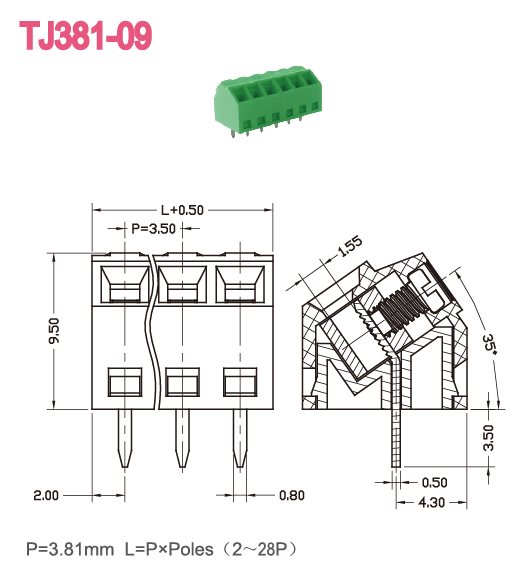 ユーロ基板ワイヤ端子台tj381-09プロテクターメーカー仕入れ・メーカー・工場