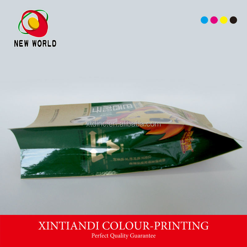 kraft laminated plastic bag for nut snack packaging with side gusset