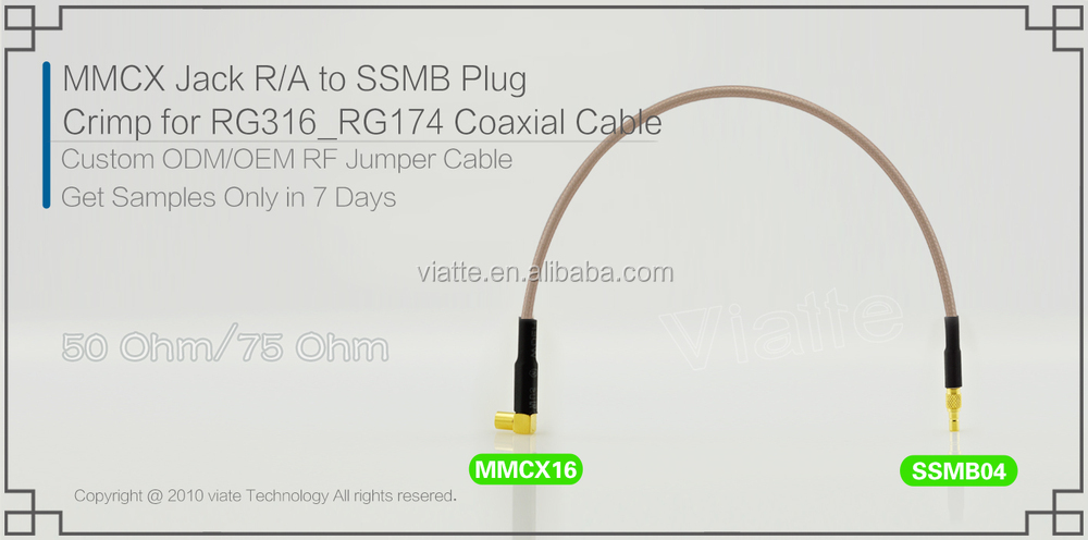 Mmcxr/aへssmbコネクタ圧着同軸ケーブル用またはpcbコネクタオスメス仕入れ・メーカー・工場