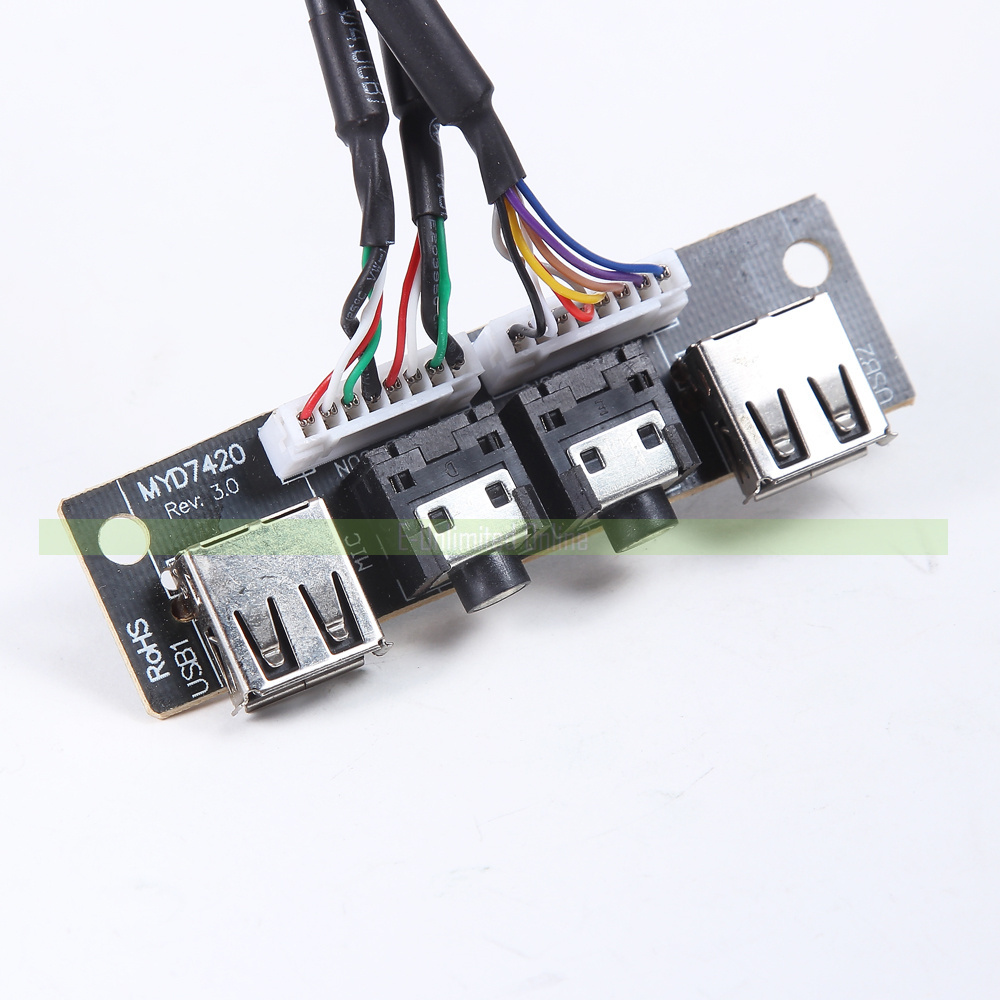 PC Computer Case PCB Front Panel USB 2.0 Audio Port Mic Earphone Cable Motherboard Connection
