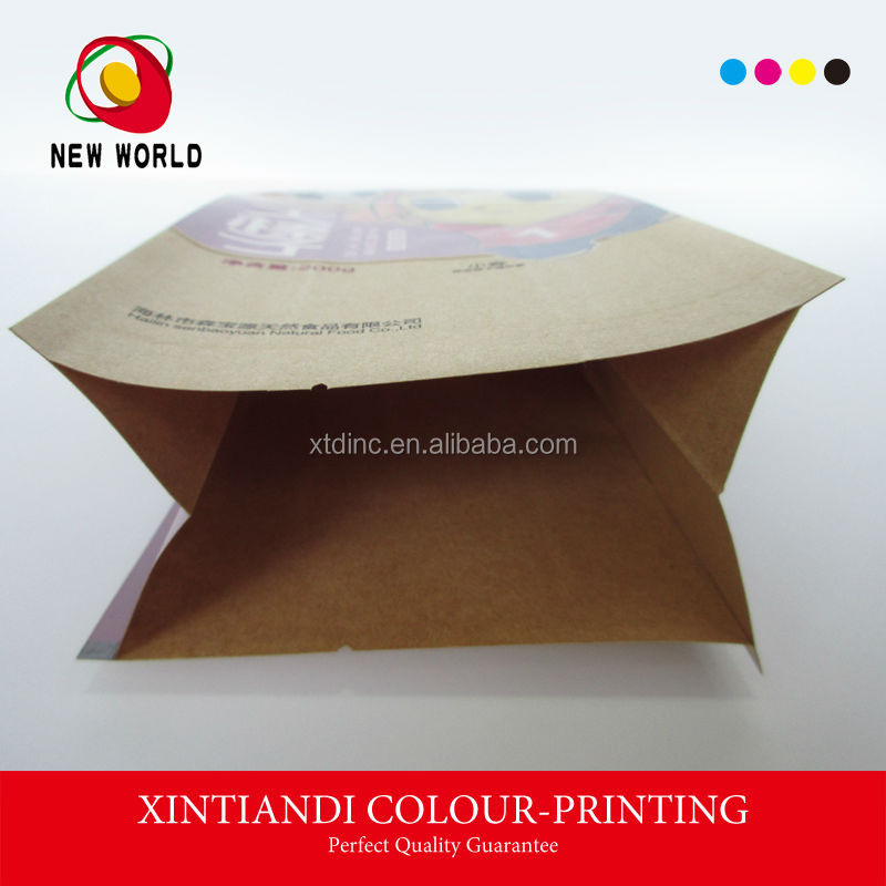 kraft laminated plastic bag for nut snack packaging with side gusset