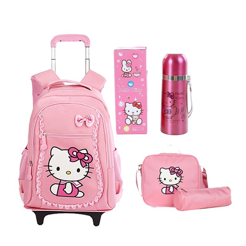 Free-Shipping-Hello-Kitty-Children-School-Bags-Mochilas-Kid-Backpacks-With-Wheel-Trolley-Luggage-For-Girls-07