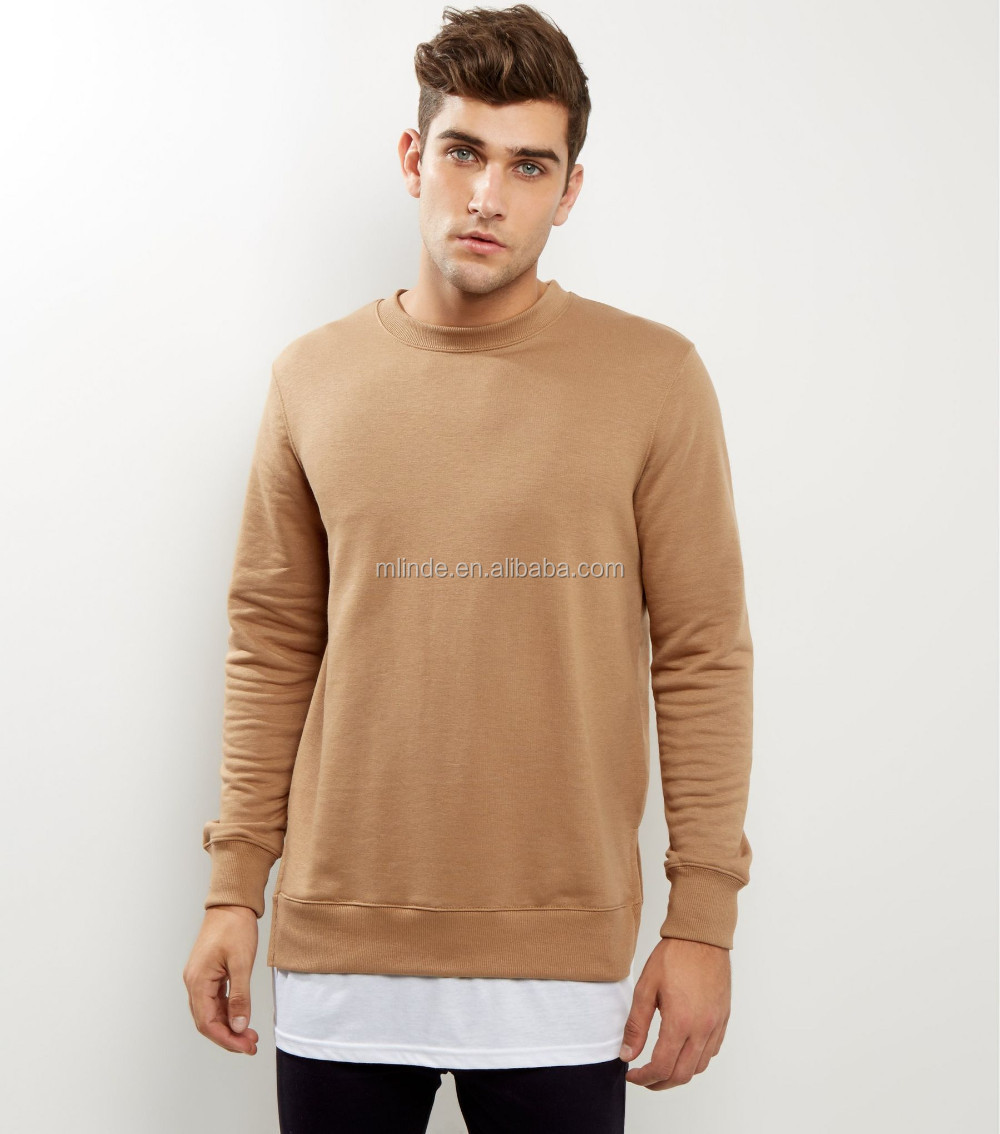 tee tan split hem layered sweater latest sweater designs for men