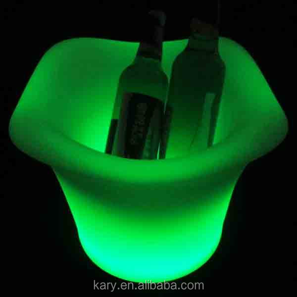 Rechargeable Waterproof Cooler Champagne Plastic LED Ice Bucket