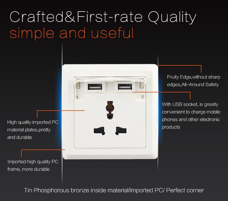 工場oemデュアルusb複数の壁コンセント仕入れ・メーカー・工場