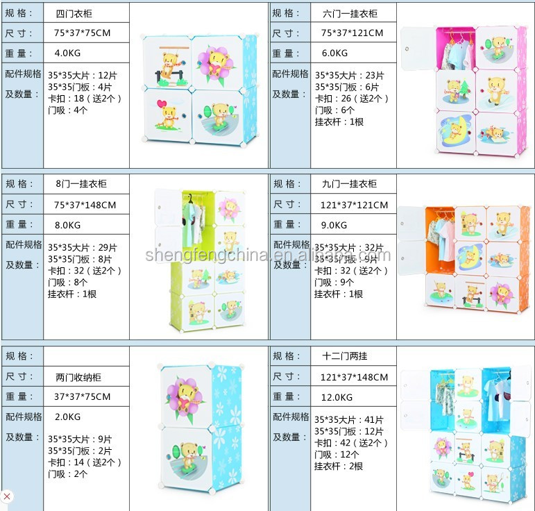 新しい設計熱いセクシーな2015プラスチックマジック赤ちゃんのプラスチック製のワードローブストレージワードローブ仕入れ・メーカー・工場