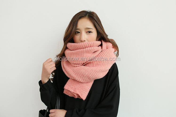 新しい デザイン韓国若い女性の ファッション ストライプ ニット ウール スカーフ仕入れ・メーカー・工場