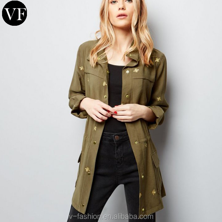 khaki green denim jacket womens