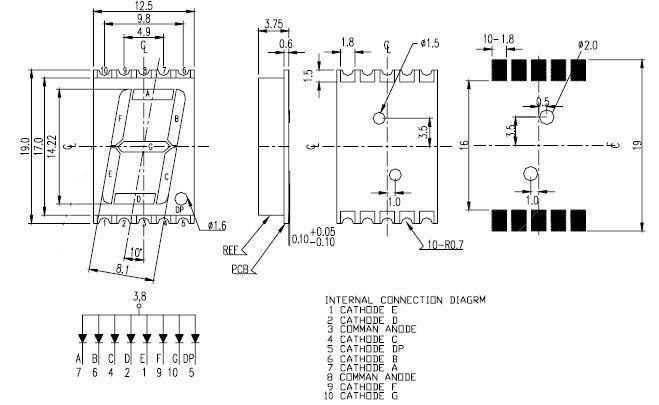 new design 0.39 0.56 inch 2 single 1 digit led smd 7-segment display led