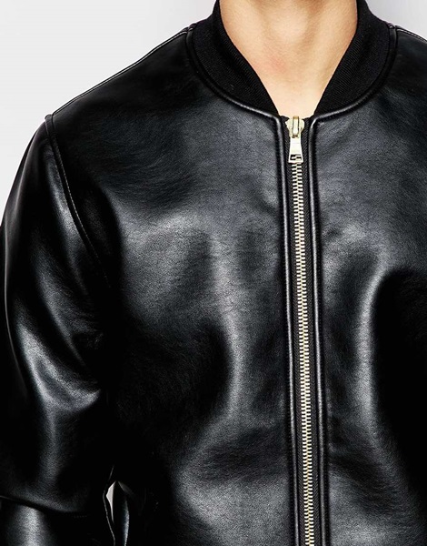 男が着るサプライヤー良い品質の新しいファッション卸売ブラックホールセールボンバーフェイクレザージャケット仕入れ・メーカー・工場