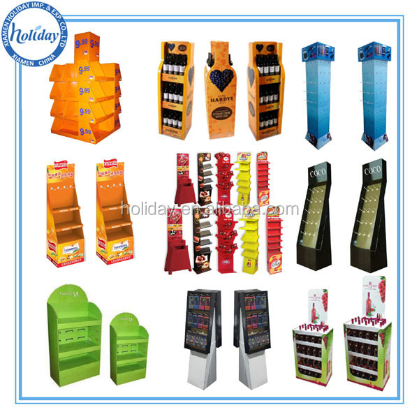 Wine shape cardboard display stand,display rack for red wine