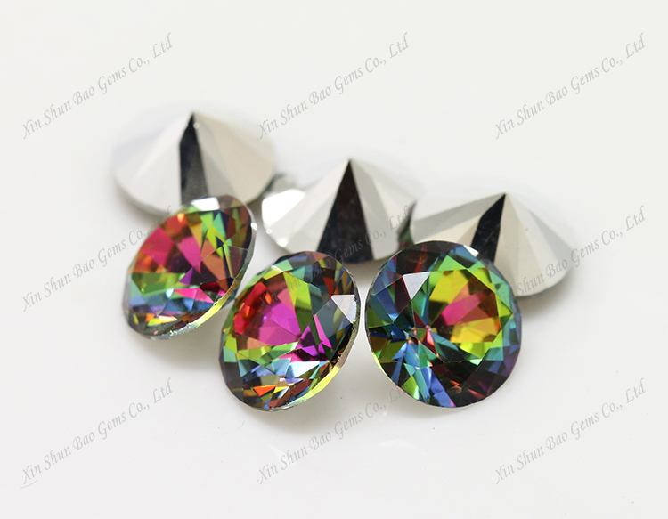 Wuzhou wholesale multicolor glass gemstone 7mm round