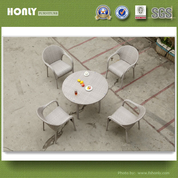 Modern patio round table and chair outdoor wicker cube dining set