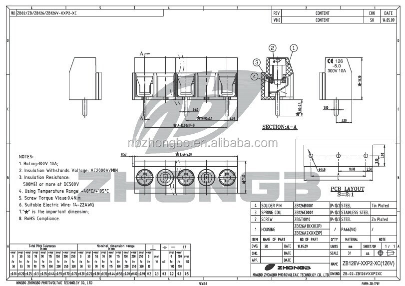 ネジ端子台126v5.0ミリメートルpcb仕入れ・メーカー・工場