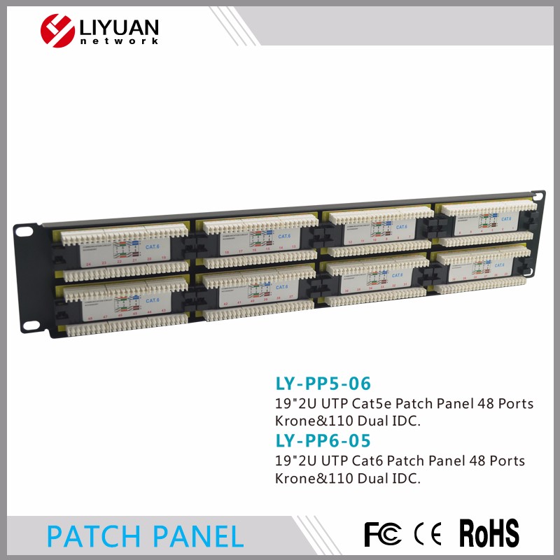 LY-PP6-05 utp ftp rj45 cat6 48ポートパッチパネル/パンチダウンプッシュidcラックマウントcat6パッチパネル仕入れ・メーカー・工場