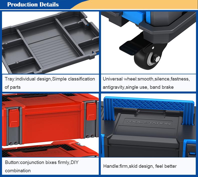 Vertak Mechanic Portable Interlocking Trolley Plastic Tool Box With