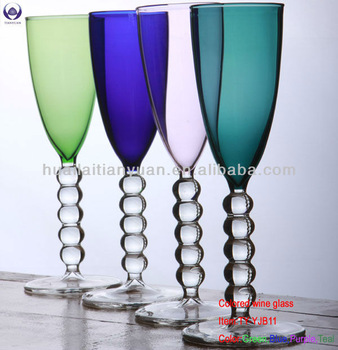 lead free colored handblown pyrex champagne glass COE 3.3
