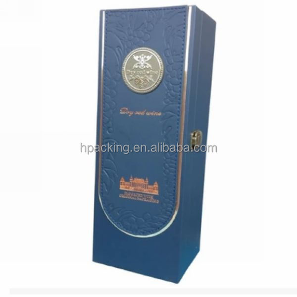 accept custom order black pu leather champagne flute bottle gift box