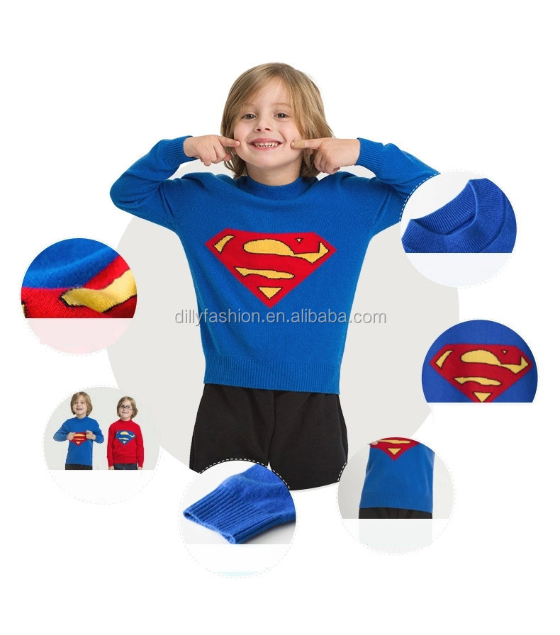 スーパーマンパターンのセーターカシミヤ、 子供衣装のためのニットウェア仕入れ・メーカー・工場