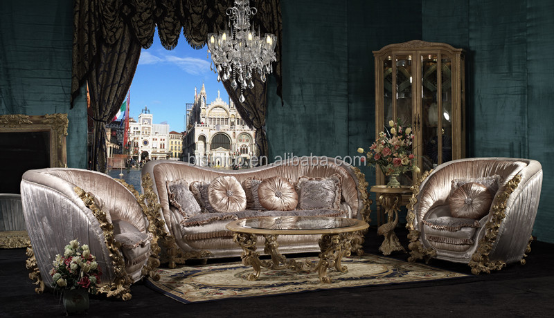  Set, Unique Design Solid Wood Hand Carving Sofa, Luxury Royal Sofa Set