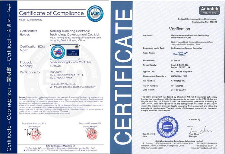 certifications for hoverboard parts