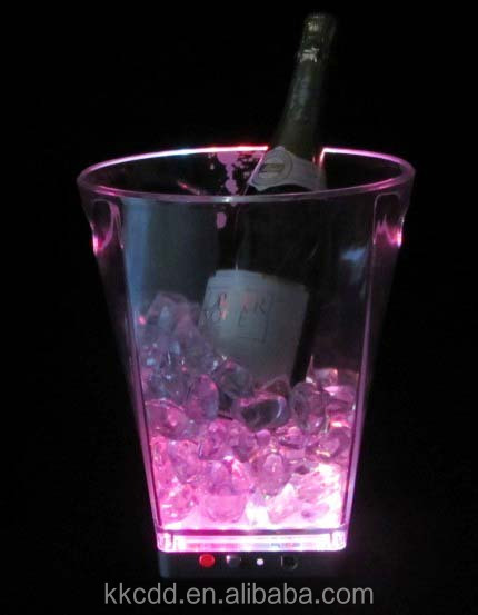 12L flashing different colors light Cheers colorful Champagne LED ice bucket transparent LED plastic ice bucket