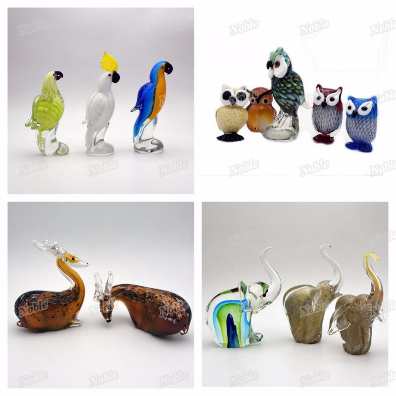 ガラス製　オウム 高貴な絶妙なアラアララウナ手吹きオウムガラス置物クラフト