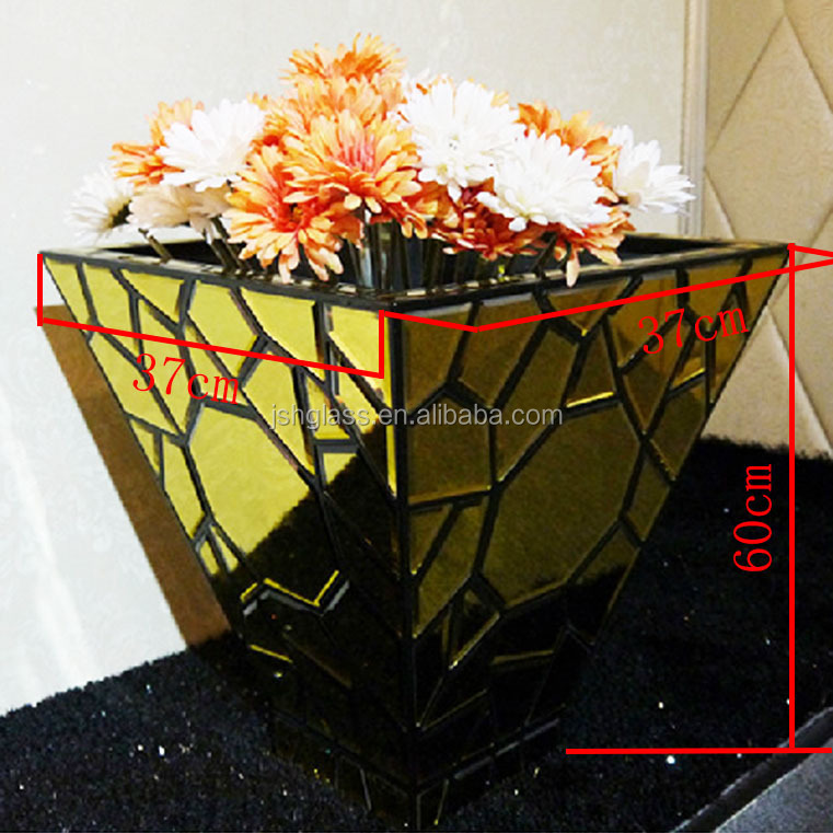 ミラー化されたnsv007パネル装飾的な花瓶、 ミラー化された装飾的なデスク& carbinet花瓶花瓶ミラーストリップ長方形・正方形のガラスの花瓶仕入れ・メーカー・工場