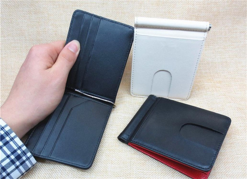 ファッショナブルなデザイン白い正方形カードホルダー革ビンのドルの財布、 金属お金クリップ付カード財布機能仕入れ・メーカー・工場