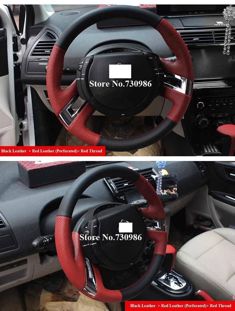 for Citroen C4 Picasso 2012 C-quatre leather Steering Wheel Cover Red