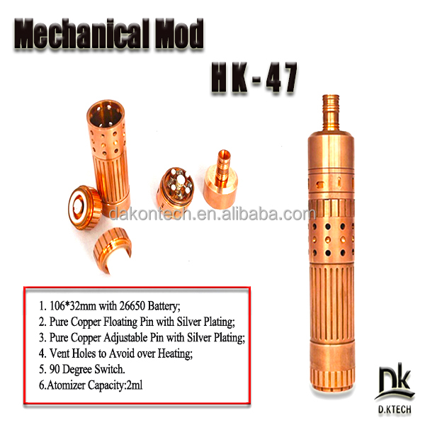 Pure Copper 50w mod cloupor t5 26650 Mod 2014 new mechanical mod HK-47