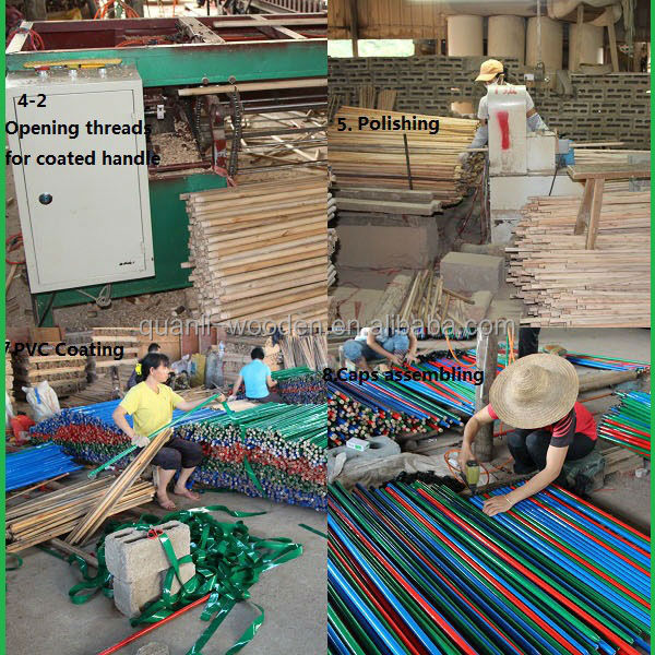 pvcコーティングされたほうきの柄の床用の木製のほうきのハンドル問屋・仕入れ・卸・卸売り