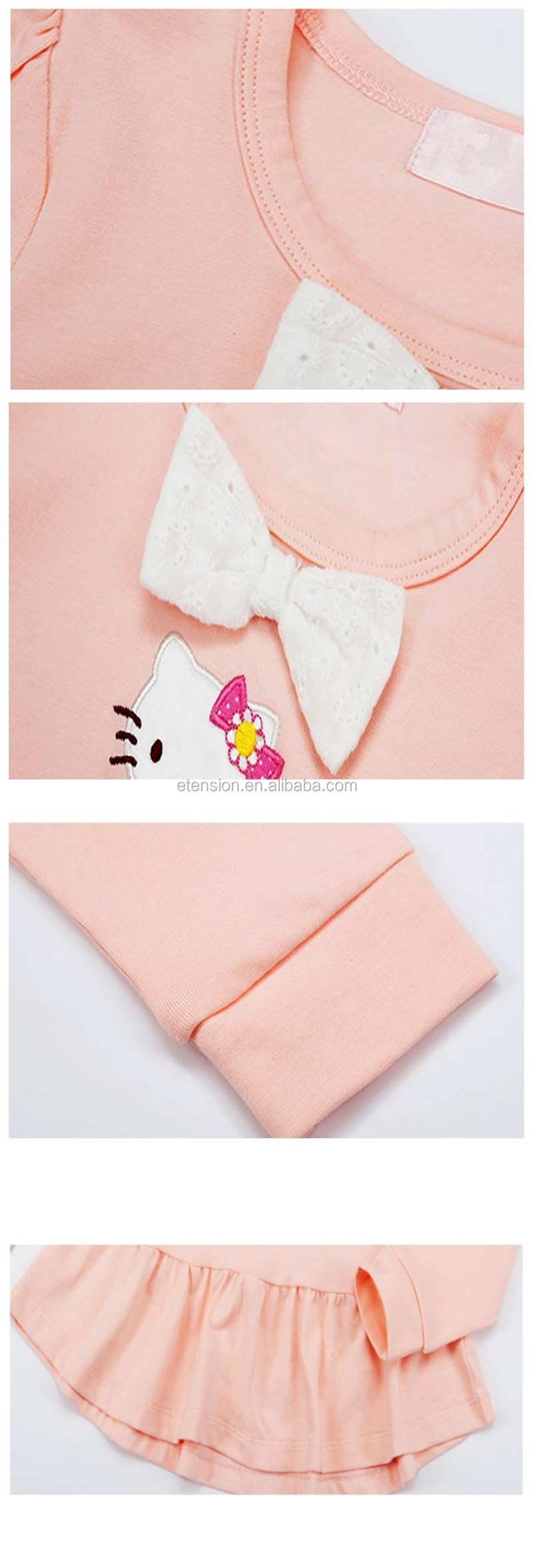 美しい刺繍ガールロングスリーブレースピンクシャツ仕入れ・メーカー・工場